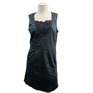 GUCCI Womens 6 Black Eyelet Sleeveless Shift Dress Vintage Y2K Designer Auth EUC